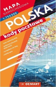 MAPA SAMOCHODOWA POLSKI. KODY POCZTOWE