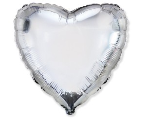 BALON FOLIOWY 46CM SERCE SREBRNE