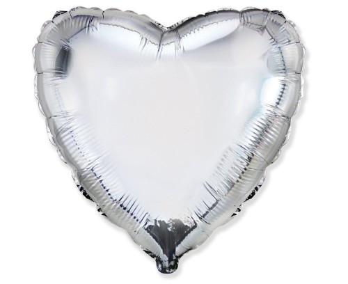 Balon foliowy 46cm Serce srebrne