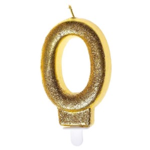 ŚWIECZKA URODZINOWA 0 ZŁOTY BROKAT