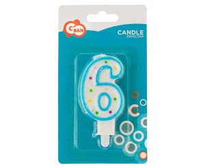 ŚWIECZKA CYFRA 6 Z KROPECZKAMI 7.5CM