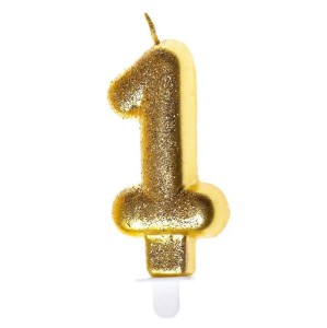 ŚWIECZKA URODZINOWA 1 ZŁOTY BROKAT