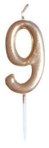 ŚWIECZKA URODZINOWA METALICZNA 9 ZŁOTA
