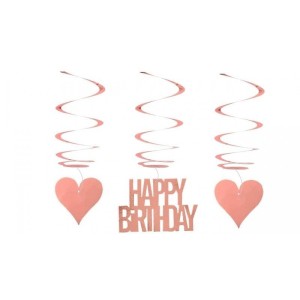 DEKORACJA URODZINOWA RÓŻOWE ŚWIDERKI SERCA 3SZT