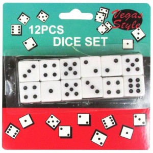 KOSTKA DO GRY BIAŁA 12SZT, TRIFOX