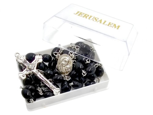 Różaniec jerozolimski w pudełku czarny