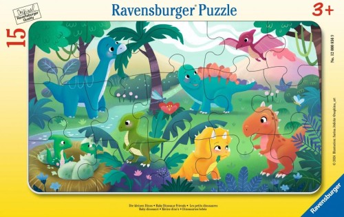 Puzzle 15 Baby Dinosaur Friends Frame