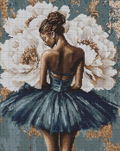 DIAMENTOWA MOZAIKA - BALETNICA Z PIWONIAMI 40X50CM