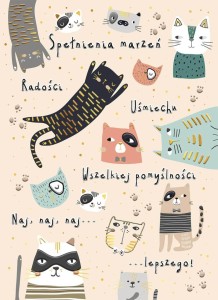 KARNET A5 URODZINY - BEŻOWE KOTY