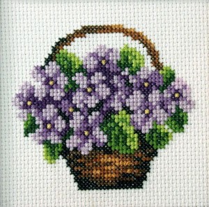 HAFT KRZYŻYKOWY - KOSZYK FIOŁKÓW, ANEX-BIS