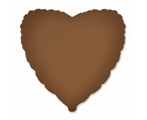 BALON FOLIOWY 46CM SERCE MATOWE CHOCO BROWN