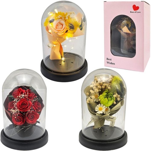 Wieczny kwiat bukiet róż podświetlany, Trifox