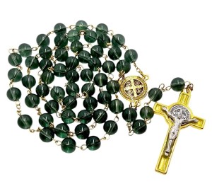 RÓŻANIEC SZKLANY ŚW. BENEDYKT ZIELONY