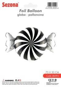 Balon Cukierek czarno-biały 70x50cm
