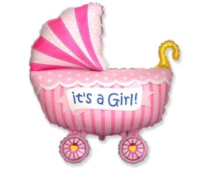 BALON FOLIOWY 61CM WÓZEK DLA DZIEWCZYNKI