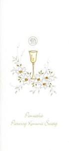 KARNET KOMUNIA KIELICH ZŁOTY MAK