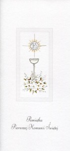 KARNET KOMUNIA KIELICH SREBRNY MAK