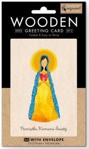 KARNET DREWNIANY C6 KOMUNIA MARIA + KOPERTA