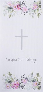 KARNET CHRZEST DL C18 - KRZYŻ KWIATY RÓŻ