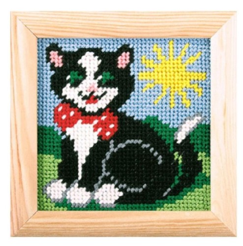 Haft z ramką. Moje pierwsze wyszywanie - Kotek