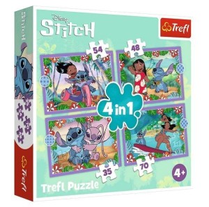 PUZZLE 4W1 SZALONY DZIEŃ LILO & STITCH TREFL