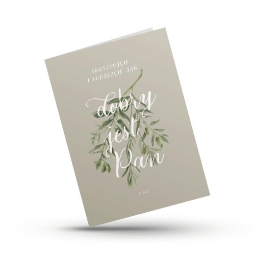 Kartka składana - Skosztujcie - oliwka