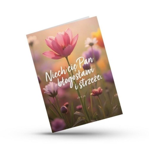 Kartka składana - Pan Cię zawsze - lawenda