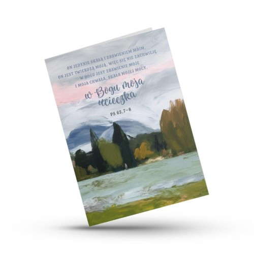 Kartka składana - On jedynie skałą - pastele