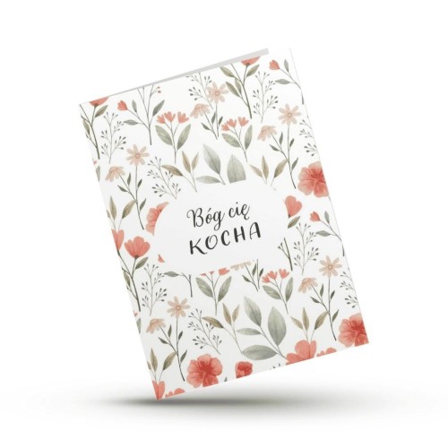 Kartka składana - Bóg Cię kocha - kwiaty