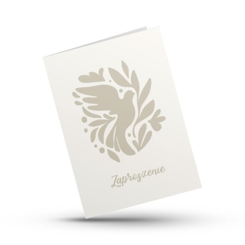 Kartka składana - Zaproszenie - gołąb - beż