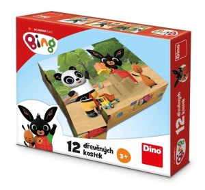 KLOCKI DREWNIANE OBRAZKOWE BING 12EL, DINO TOYS