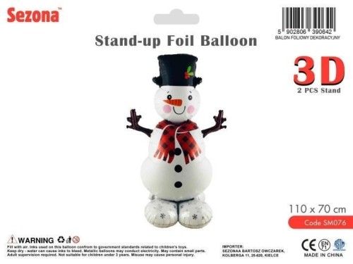 Balon Boże Narodzenie Bałwan 110x70cm