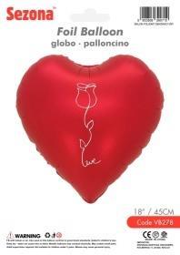 Balon Serce z nadrukiem róży 45cm
