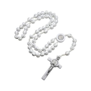 RÓŻANIEC PACIOREK Z KRZYŻYKAMI BIAŁY