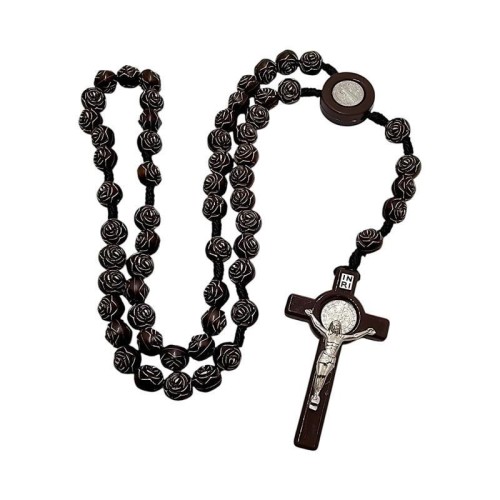Różaniec paciorek z krzyżykami brąz