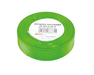WSTĄŻKA SATYNOWA ZIELONA 25MMX32M
