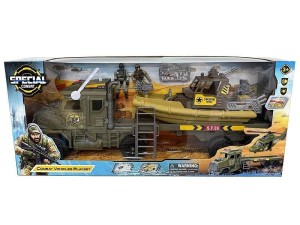 AUTO WOJSKOWE Z LAWETĄ I ŁODZIĄ 64,5X28X12,5CM