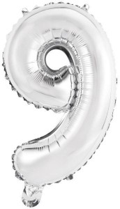 BALON FOLIOWY MINI CYFRA 9 SREBRNA 30X40CM