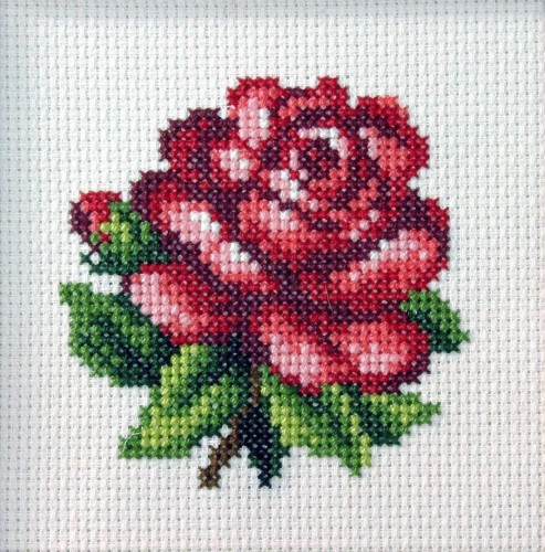 Haft krzyżykowy - Czerwona róża, Anex-bis