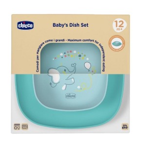 ZESTAW 2 TALERZY TURKUSOWY 12M+, CHICCO