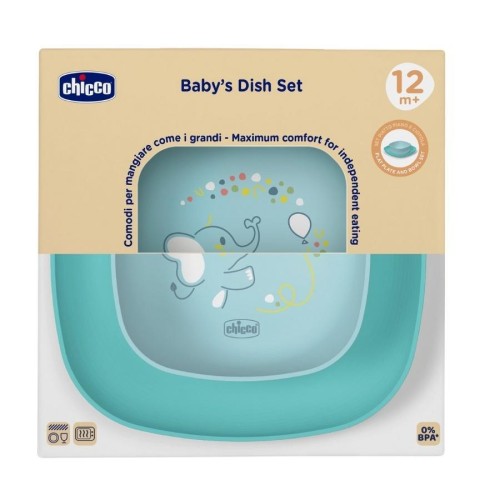 Zestaw 2 talerzy turkusowy 12m+, Chicco