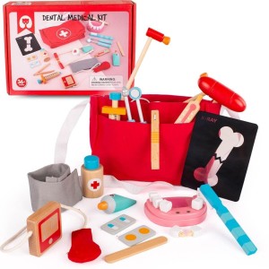 ZESTAW LEKARZ, DENTYSTA DREWNIANY MONTESSORI, LENA