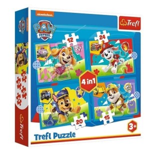 PUZZLE 4W1 BIEGNĄCE PIESKII TREFL, TREFL