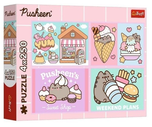 Puzzle Pusheen 4x250 Poznajcie Pusheena, Trefl