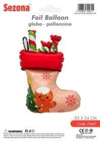 BALON BOŻE NARODZENIE SKARPETA ŚWIĄTECZNA 83X54CM