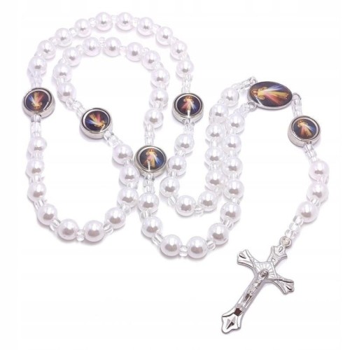 Różaniec imitacja perły kulka 8mm