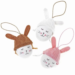 ZAWIESZKI PISANKI, ZAJĄCZKI BIAŁE PASTEL 8CM 3SZT