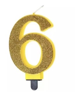 ŚWIECZKA URODZINOWA BROKATOWA 6