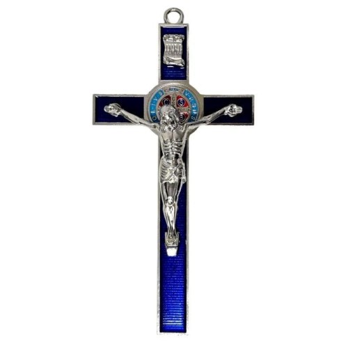 Krzyż granatowy metalowy Benedykta 30cm