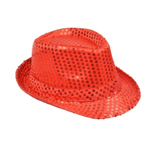 KAPELUSZ CEKINY CZERWONY